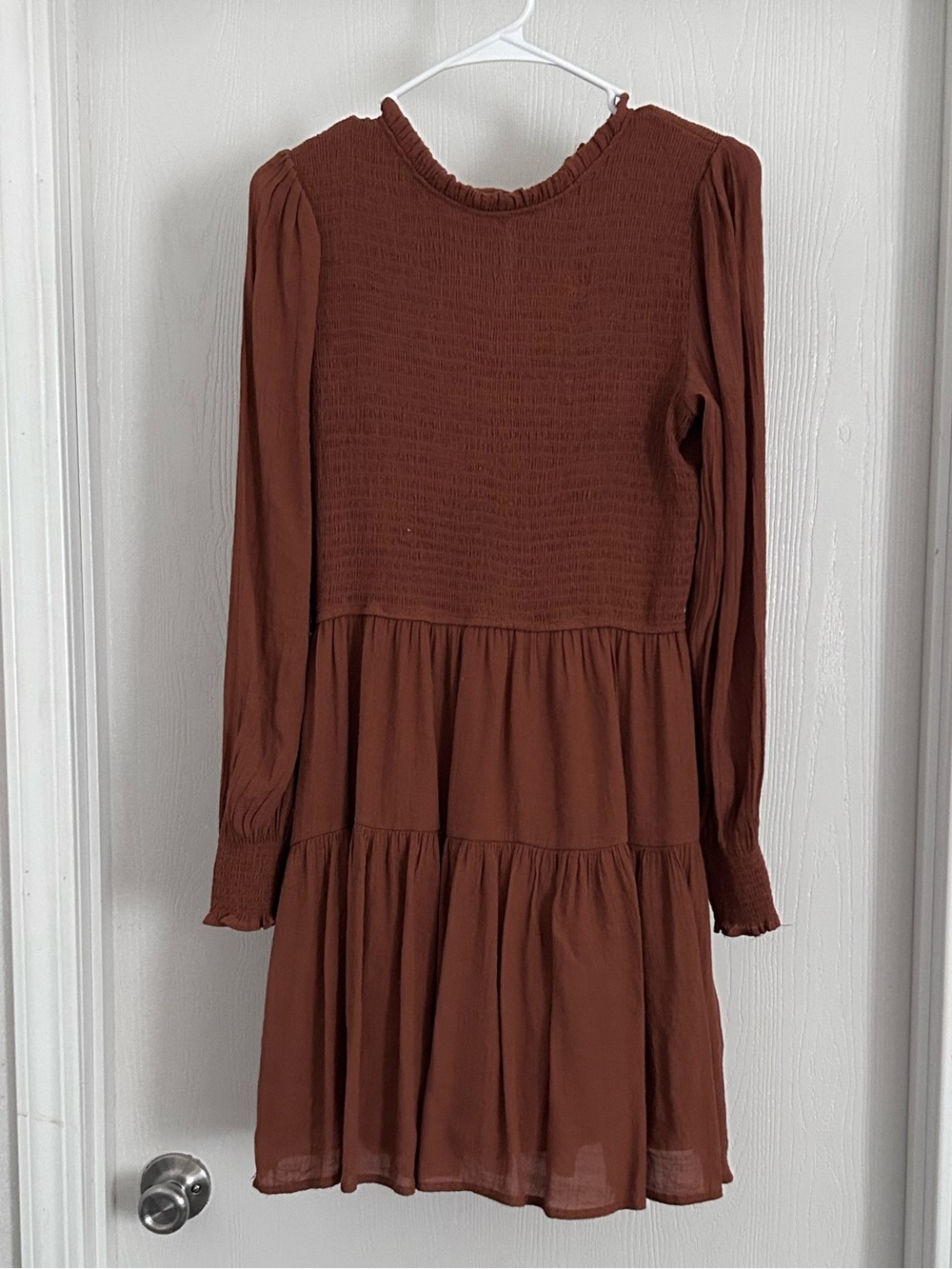 Blu Pepper Long Sleeve Tiered Dress in Brown